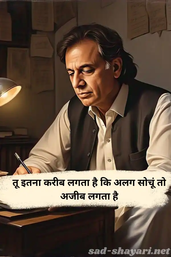 मोहब्बत और इश्क़ पर आधारित जौन एलिया की शायरी की इमेज – दिल को छूने वाले शेर