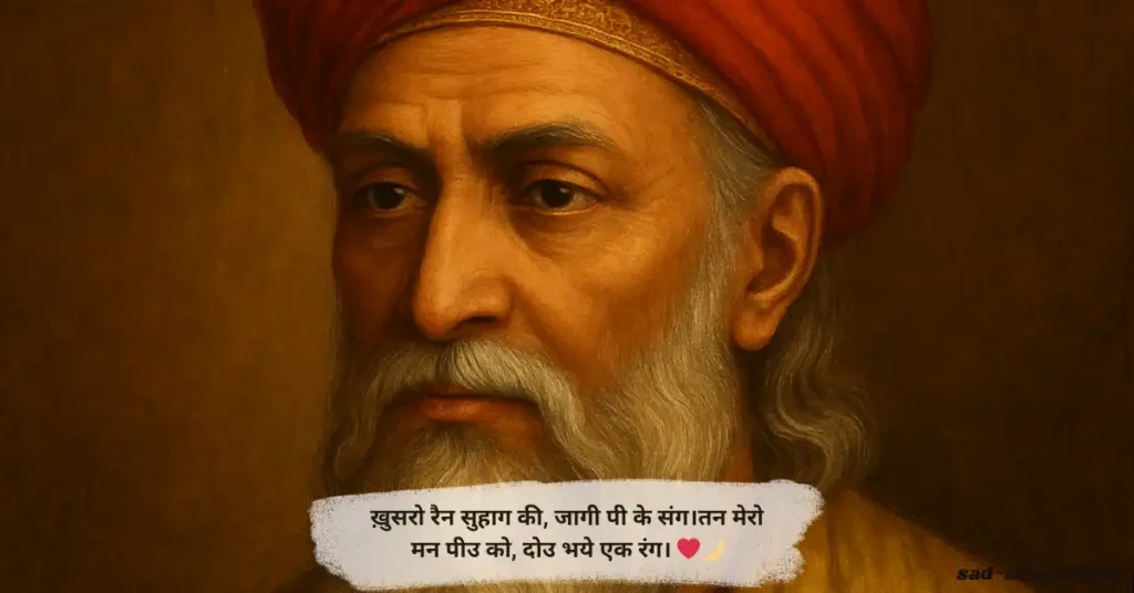 Amir Khusro Shayari in Hindi – Heart-touching poetic lines filled with love, Sufism, and spiritual depth.